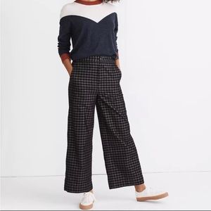 Madewell Huston Ankle Wide Leg Checkered Corduroy Black & Gray Pants